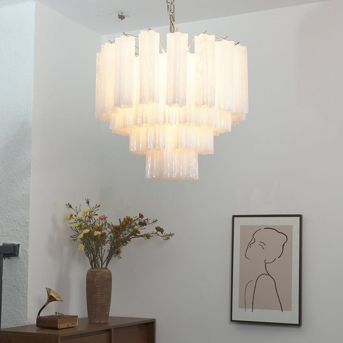 Murano Star Shaped Tube Glass Chandelier