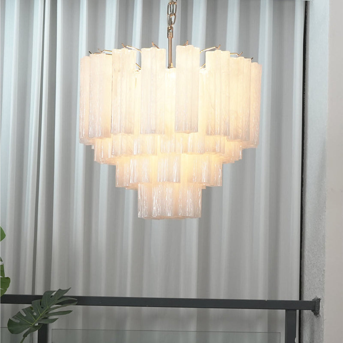 Murano Star Shaped Tube Glass Chandelier