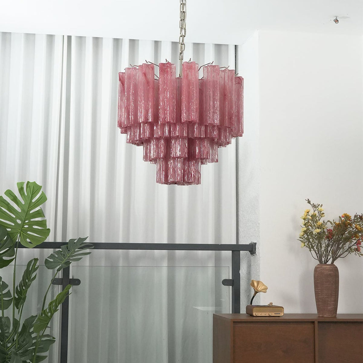Murano Star Shaped Tube Glass Chandelier