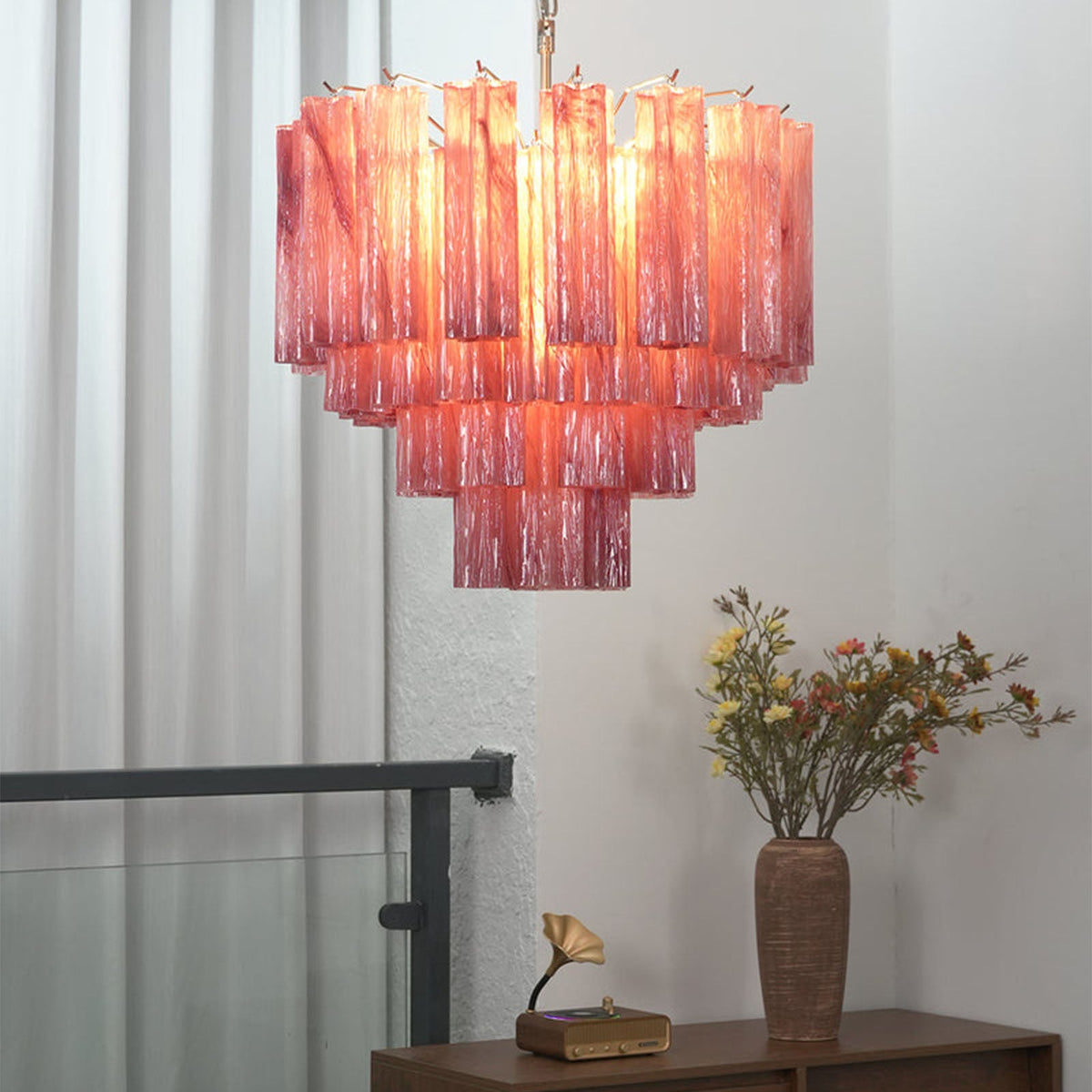Murano Star Shaped Tube Glass Chandelier