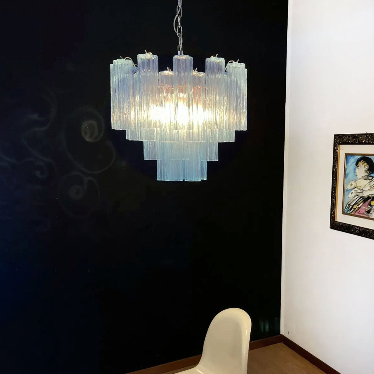 Murano Star Shaped Tube Glass Chandelier