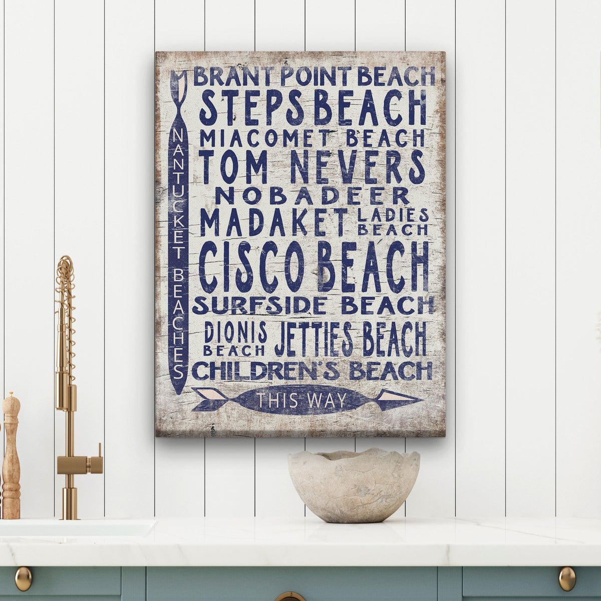 Vintage Nantucket Beaches Sign | Cisco Steps Madaket Surfside Beaches