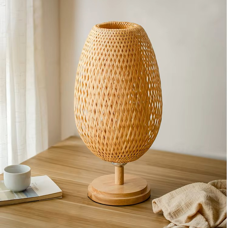 Natural Woven Bamboo Table Light | Modern Eco-Friendly Accent Lamp
