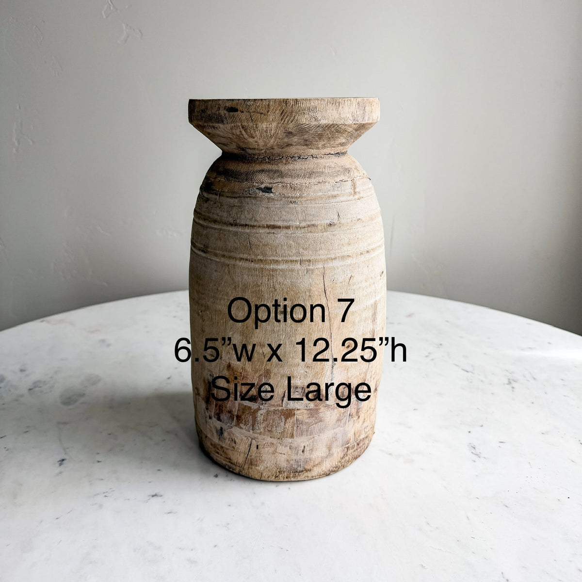 Nepali Water Pot Vase - Bleached Wood | Large Handmade Rustic Vessel