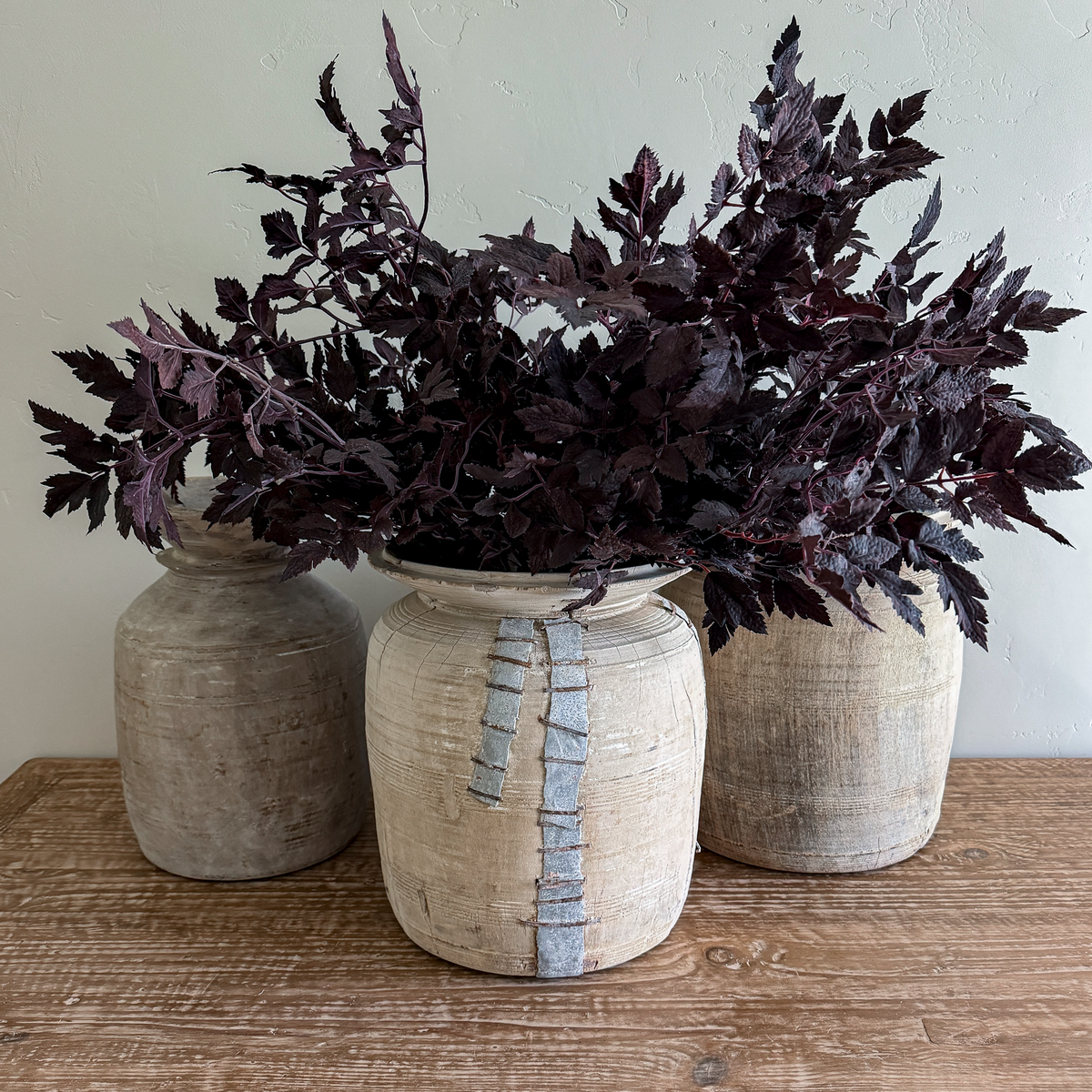 Nepali Water Pot Vase - Bleached Wood | XXL Handmade Rustic Vessel