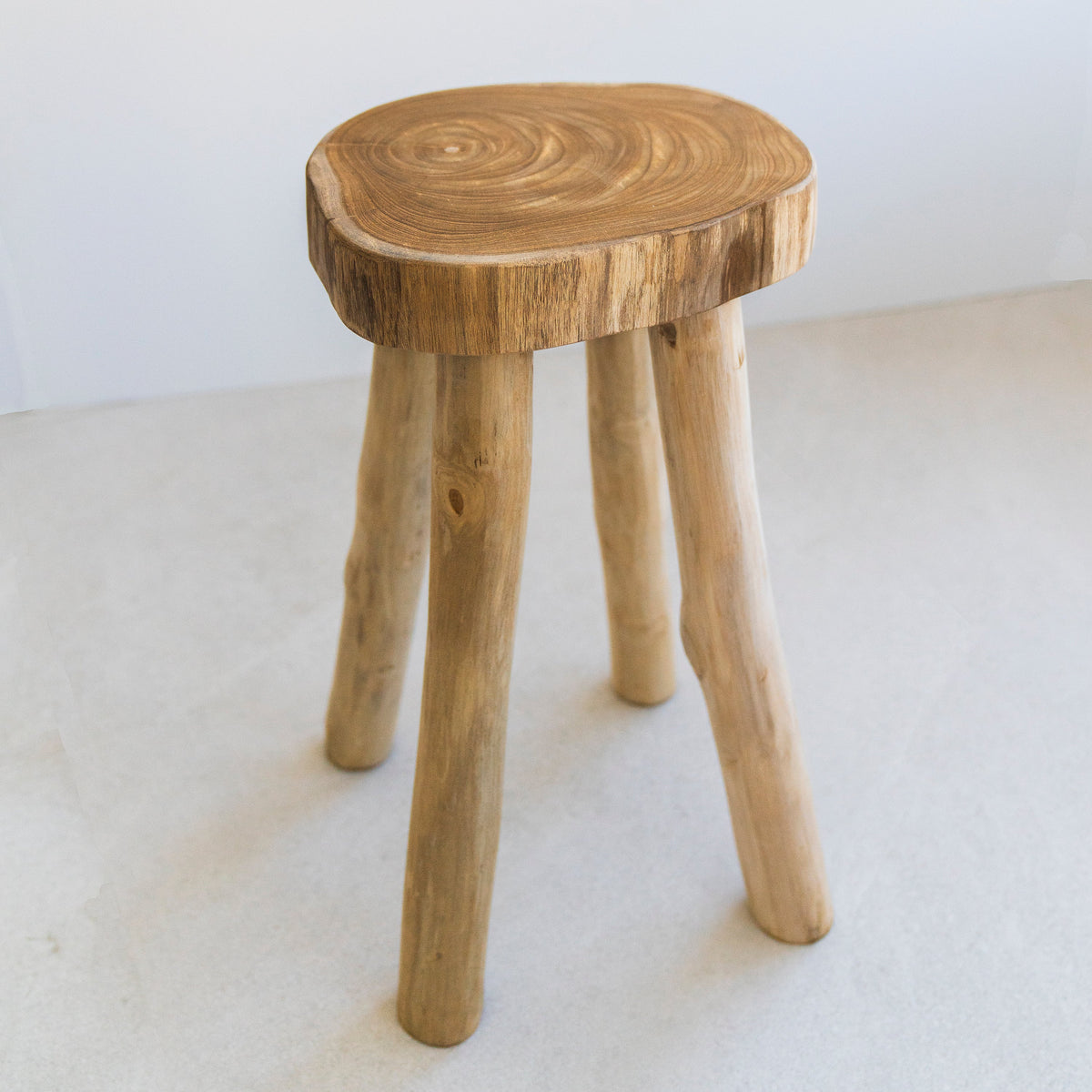 Solid Teak Stool, Accent Wood Stool Side Table