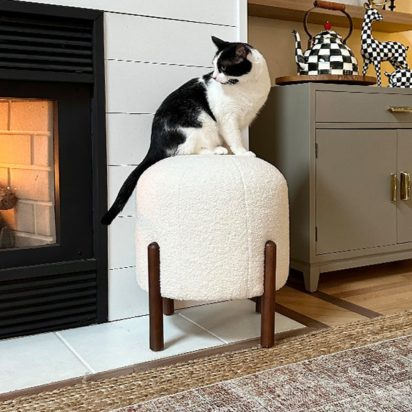 Plush Boucle Drum Ottoman, Choose Your Color