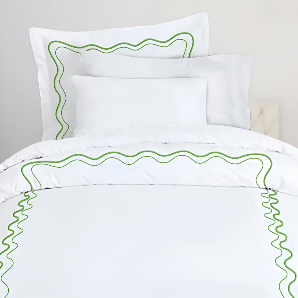 Double Wavy Embroidered Cotton Duvet Cover Set