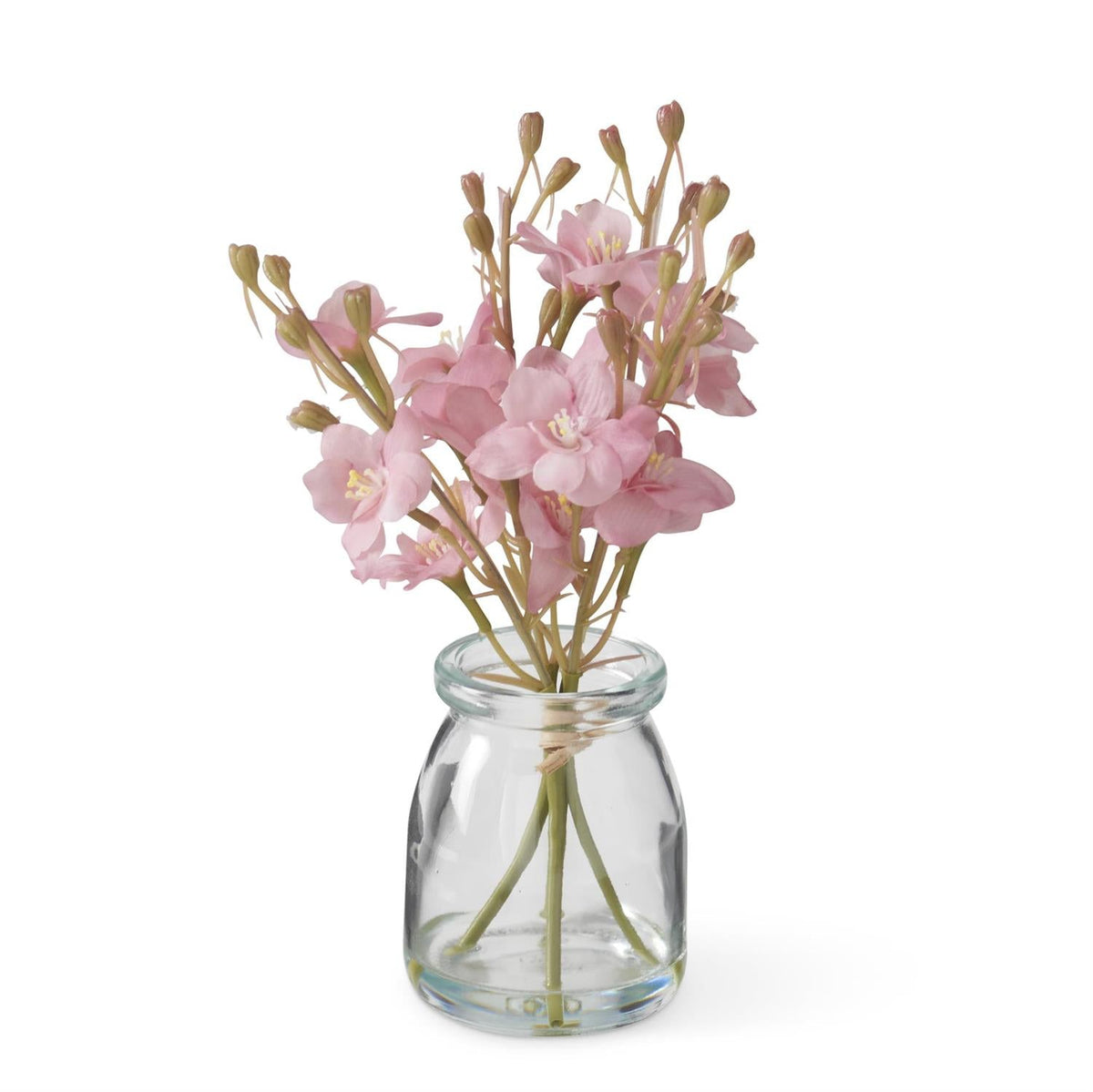 8" Pink Delphinium Premade in Glass Vase with Faux Water