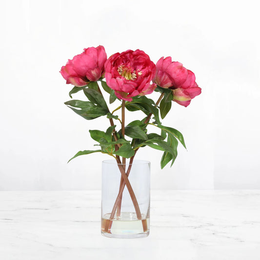 Silk Peony Flower Arrangement In Vase - 15"