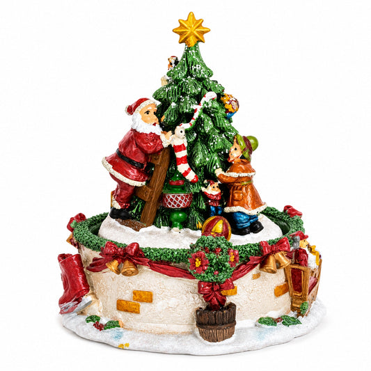 Figurine musicale tournante de Noël Duo décorant le sapin