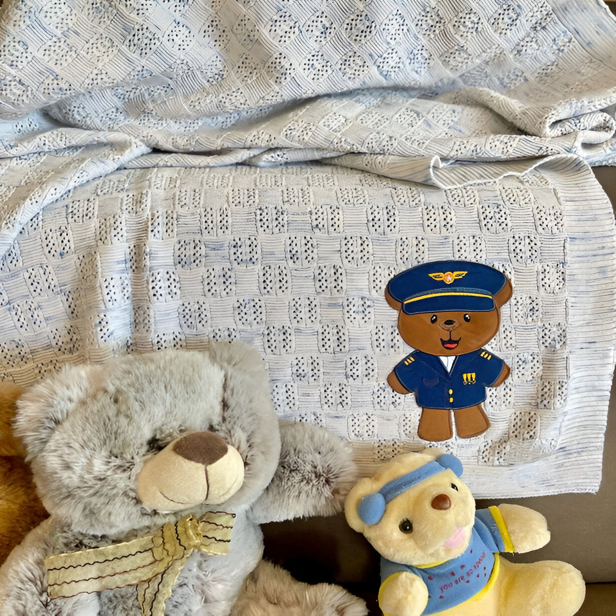 Pointelle Police White Neps Knitted Cotton Baby Blanket