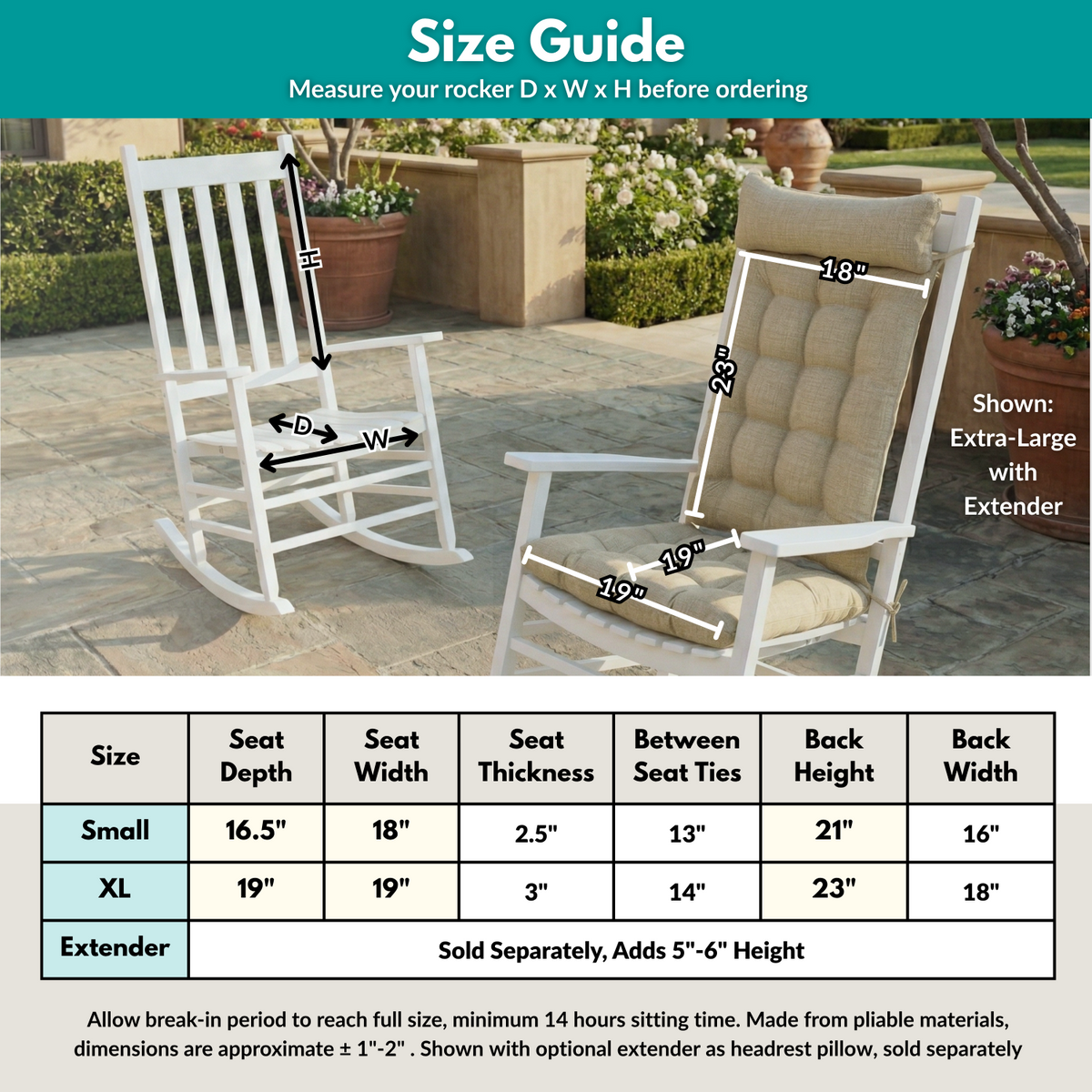 Sylvan Navy Blue Arts & Crafts Porch Rocker Cushions - Fade Resistant