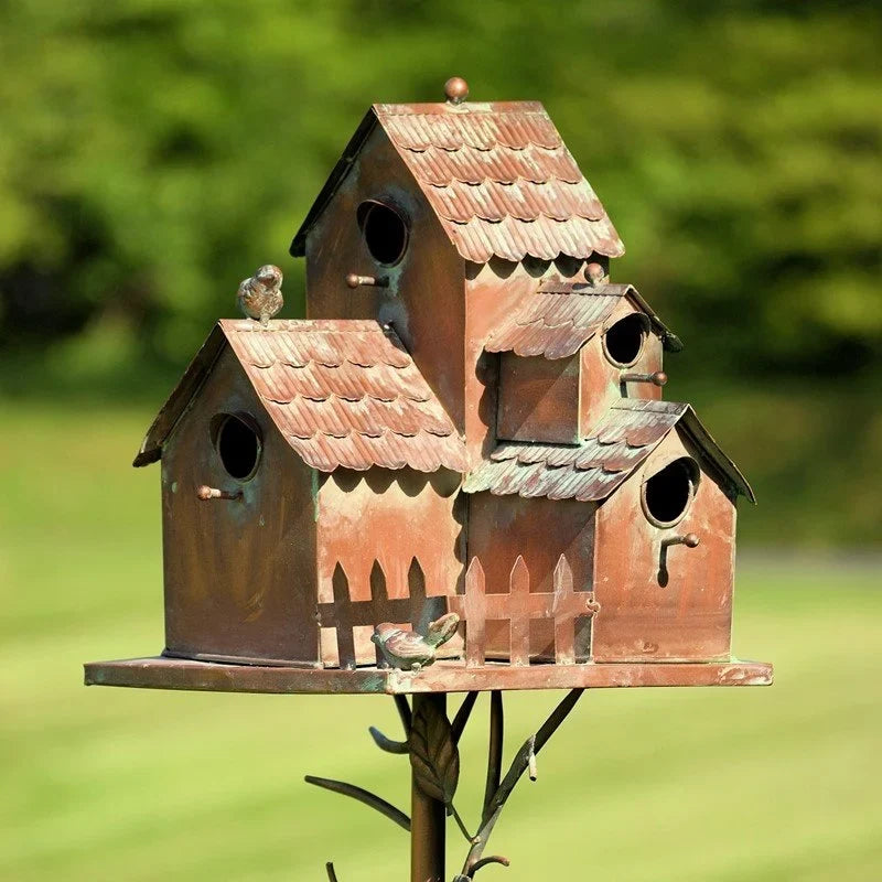 Heritage Country Multi-Home Iron Birdhouse on Stake