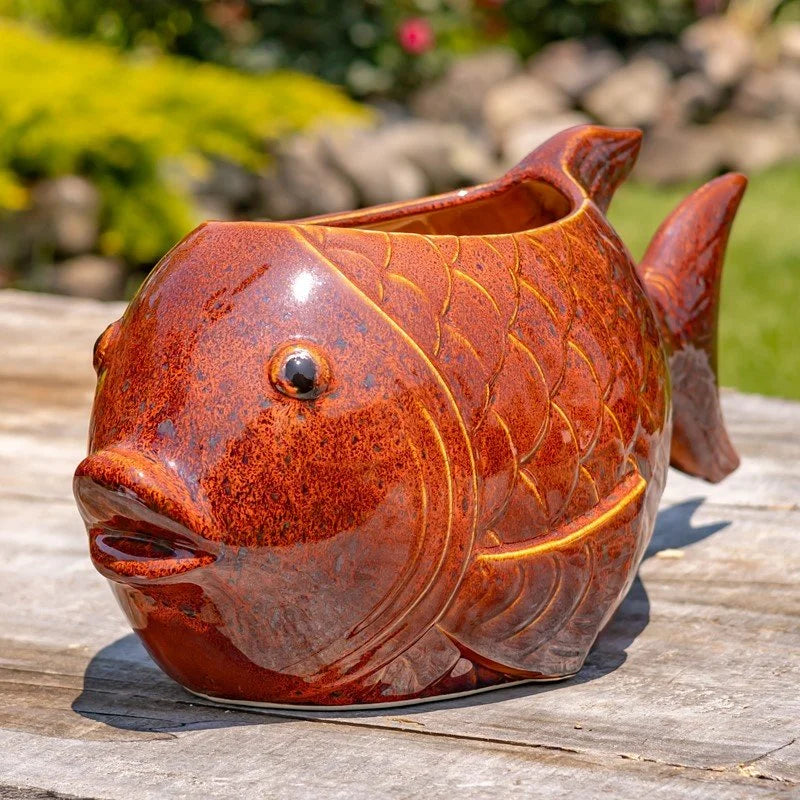Koi Ceramic Fish Planter