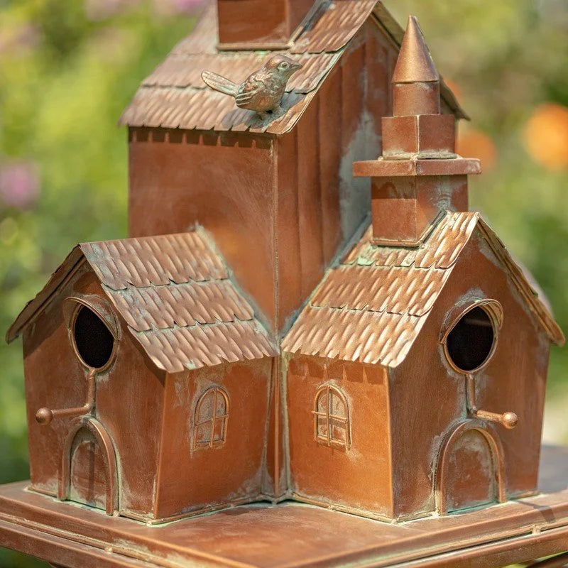 Montana Large Multi-Home Iron Birdhouse Stake – Antique Copper