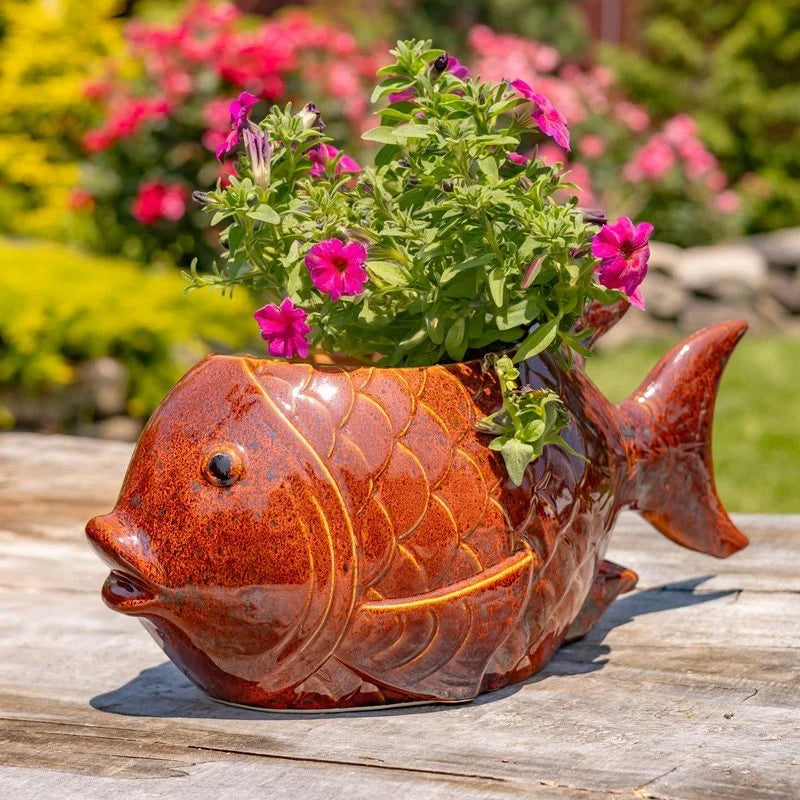 Koi Ceramic Fish Planter