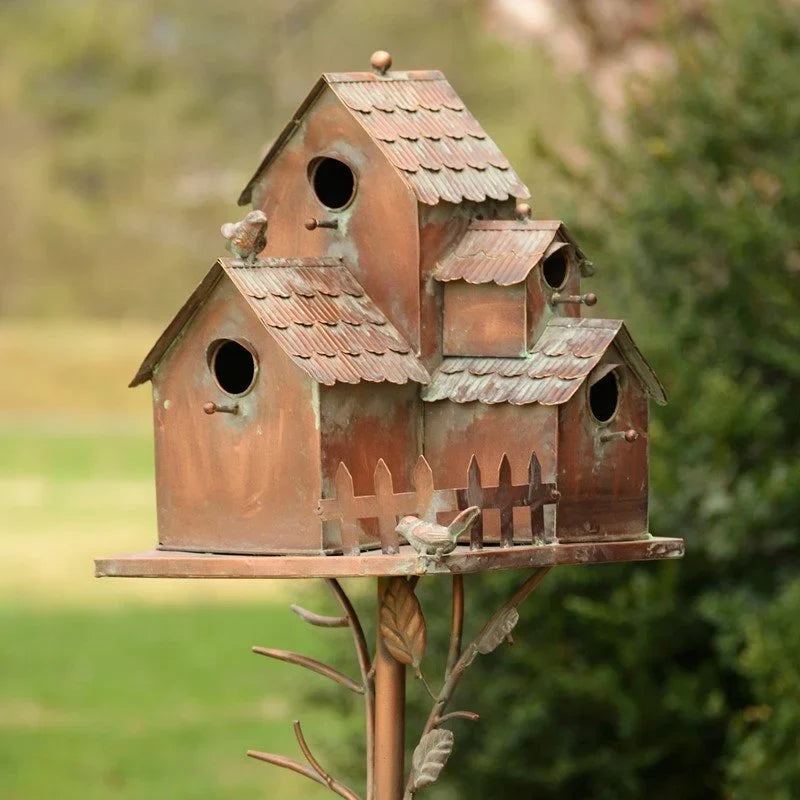 Heritage Country Multi-Home Iron Birdhouse on Stake