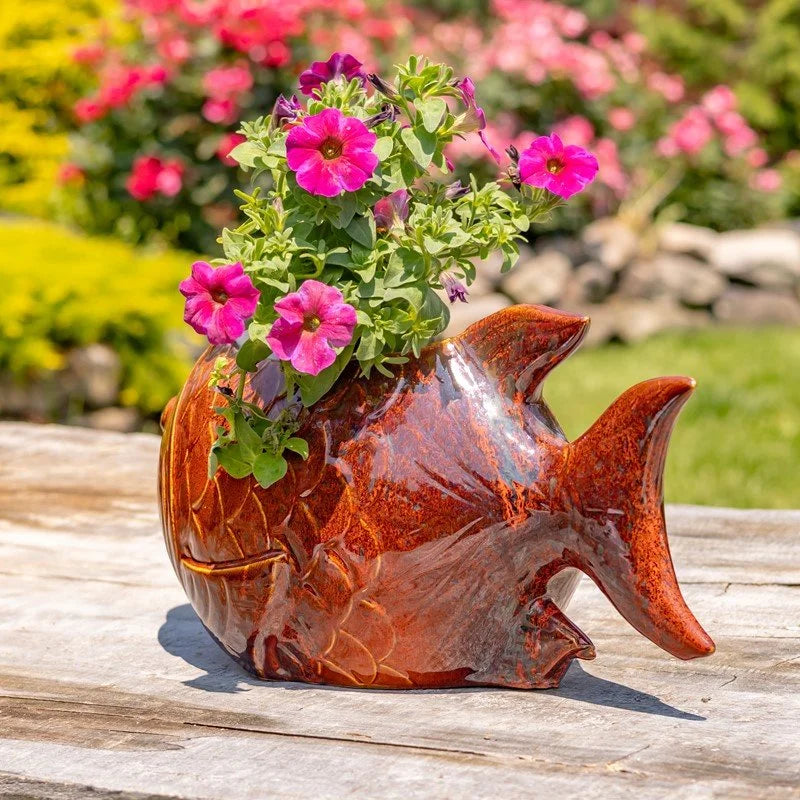 Koi Ceramic Fish Planter
