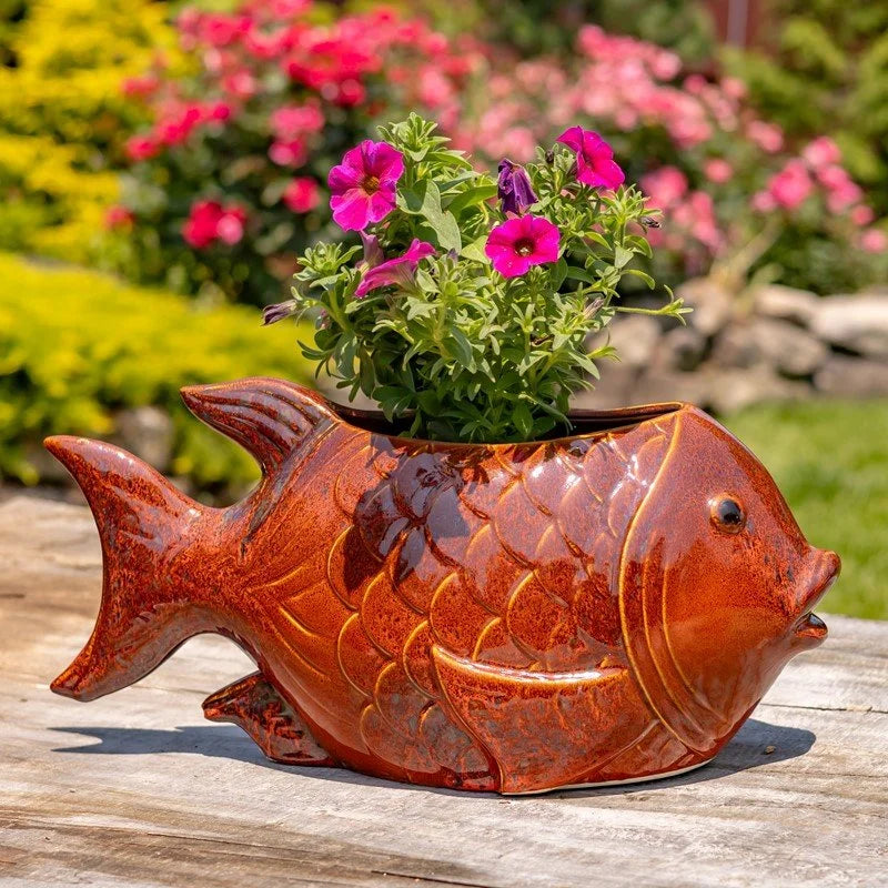 Koi Ceramic Fish Planter