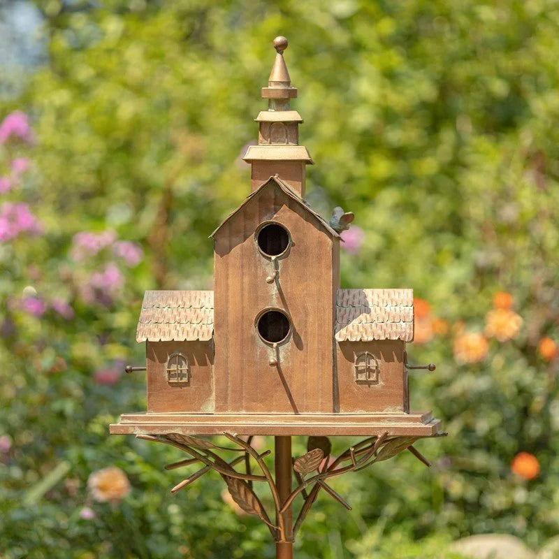 Montana Large Multi-Home Iron Birdhouse Stake – Antique Copper