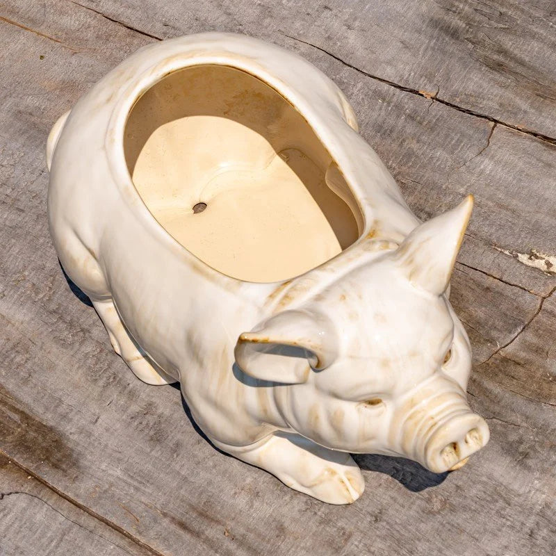 Blush Farmhouse Ceramic Pig Planter