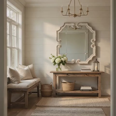 Troncon Carved Wood Wall Mirror 40 in