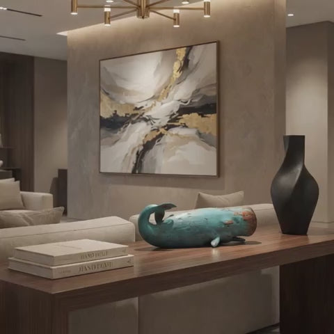 Aqua Drift Whale Sculpture 16 in