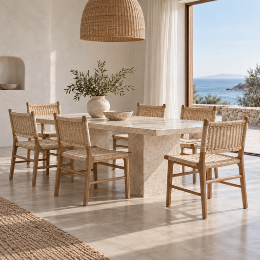 Soren Teak & Rattan Dining Chair | Handwoven Natural Wood Chair