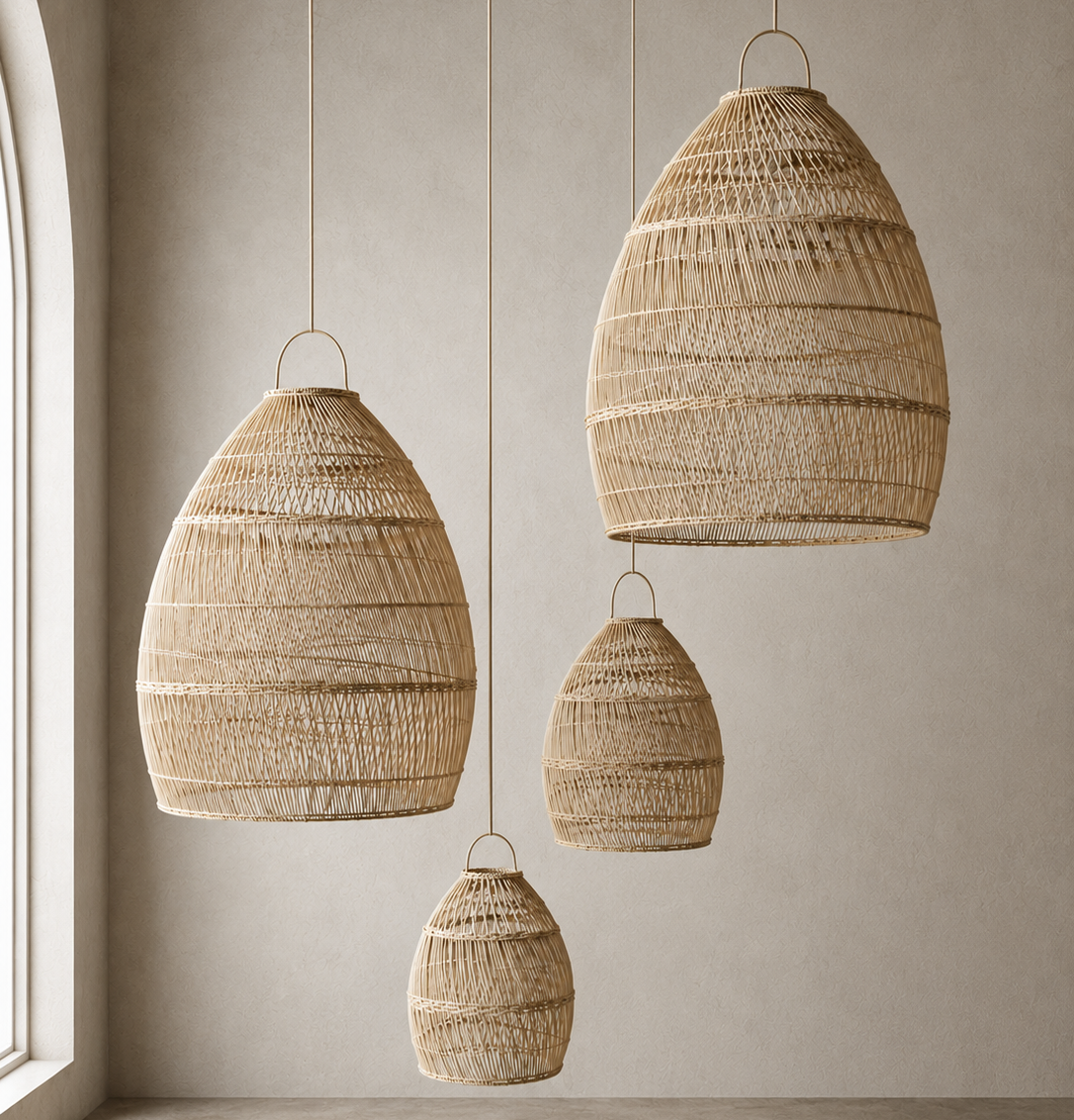 Celina Handwoven Rattan Pendant Light Shade | Oversized Natural Ceiling Pendant (4 Sizes)