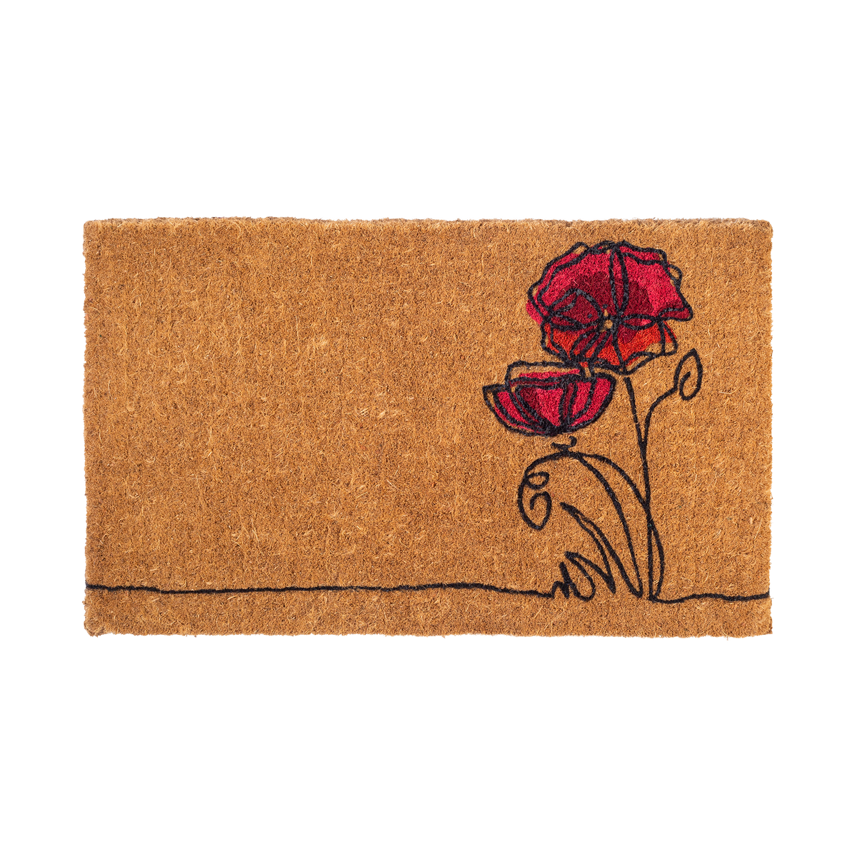 Red Flower Coir Doormat