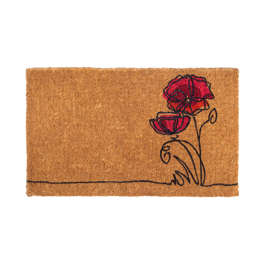 Red Flower Coir Doormat