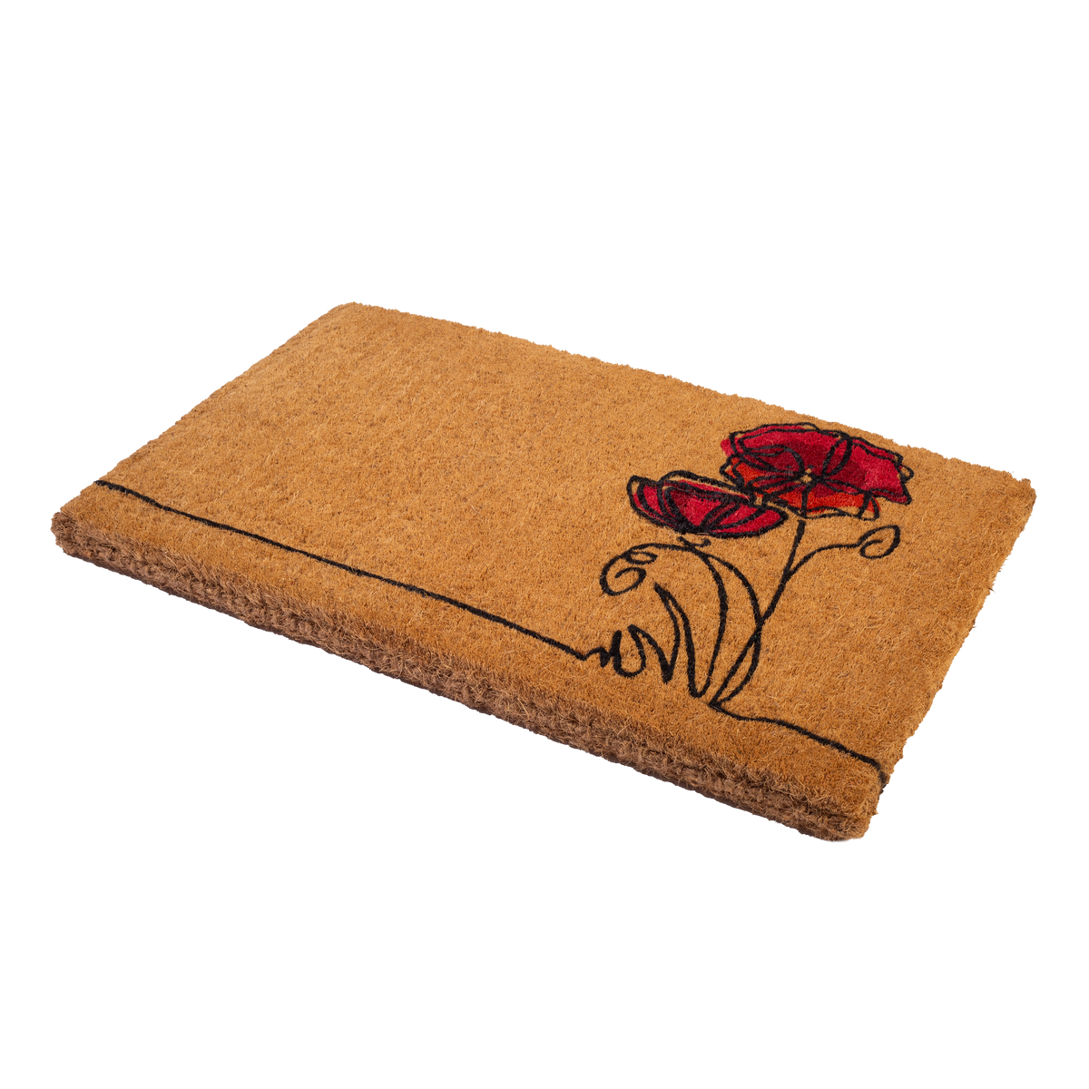 Red Flower Coir Doormat