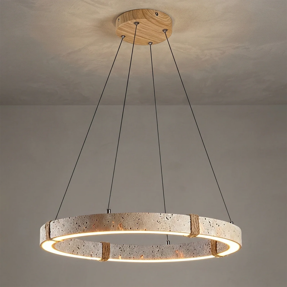 Ringor Minimalist Round Travertine Chandelier
