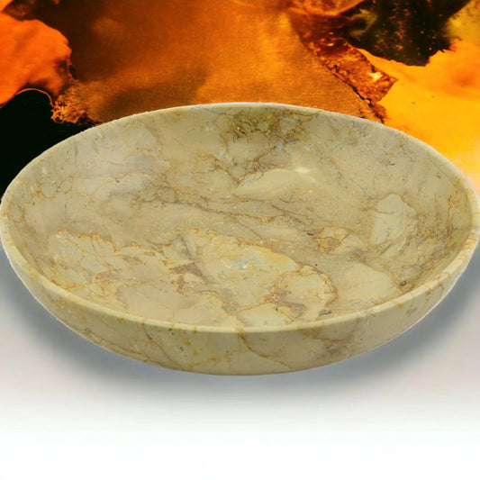 Sahara Beige Marble 8-inch Centerpiece Bowl for Dining Room Table