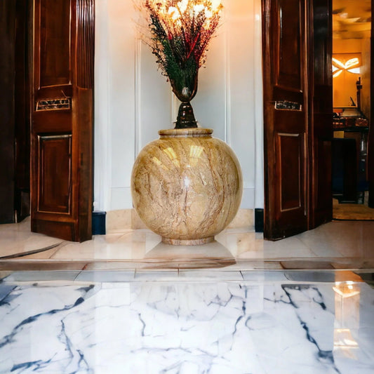 Sahara Beige Marble Large Vase