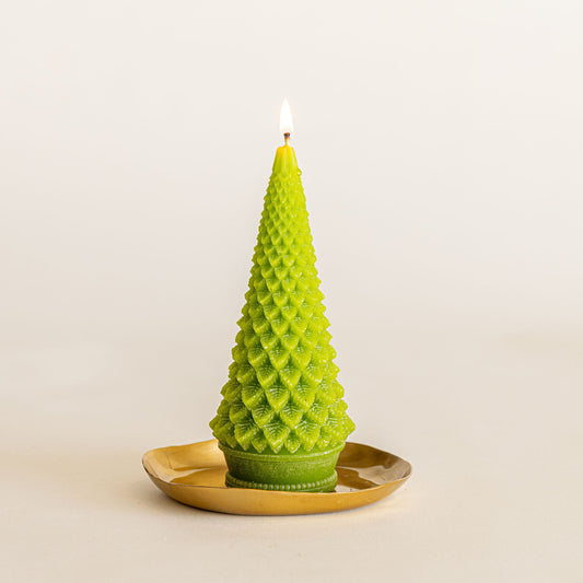 Bougie décorative Arbre Sculpté – Givré aux Baies d'Hiver