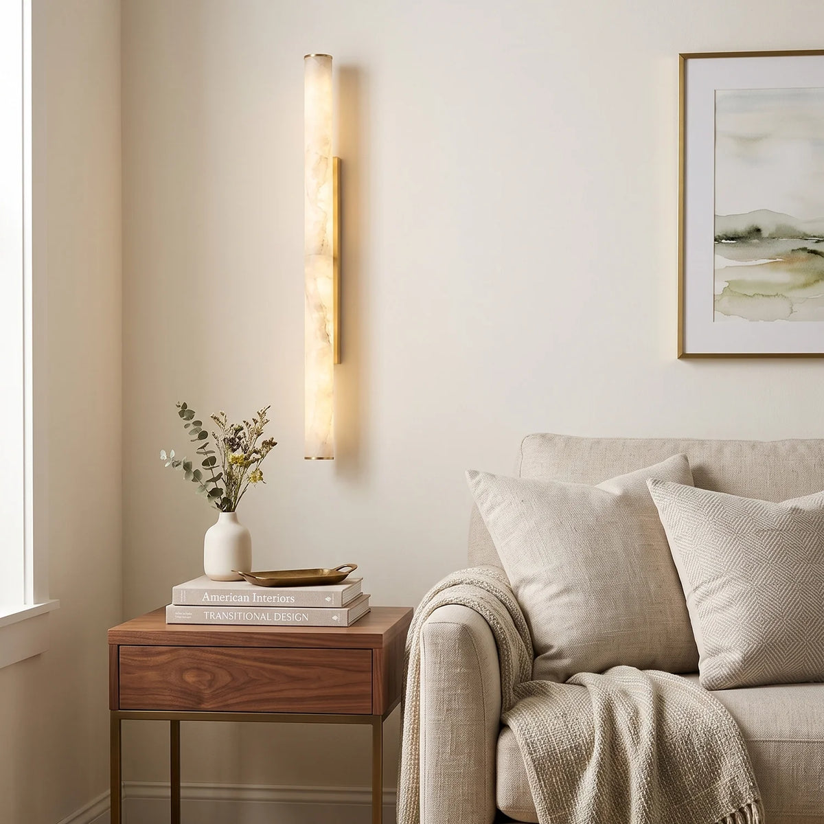 Selene Alabaster Column Sconce