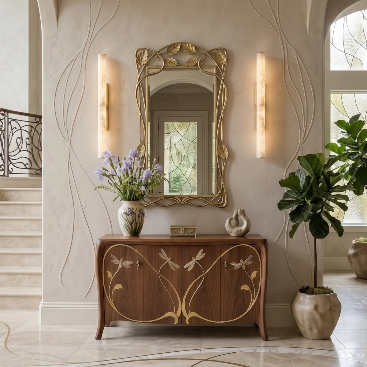 Selene Alabaster Column Sconce