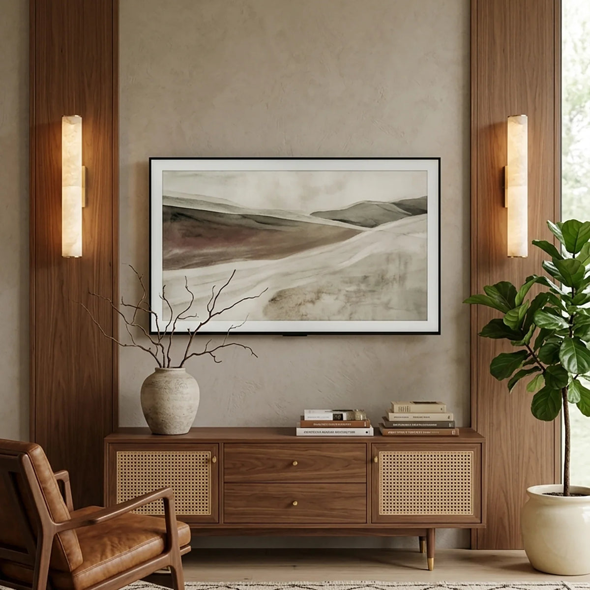 Selene Alabaster Column Sconce