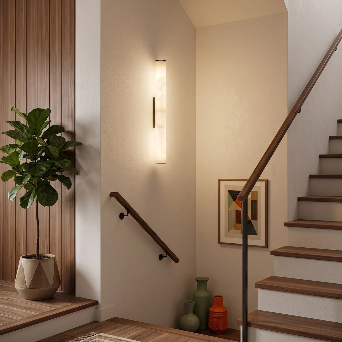 Selene Alabaster Column Sconce
