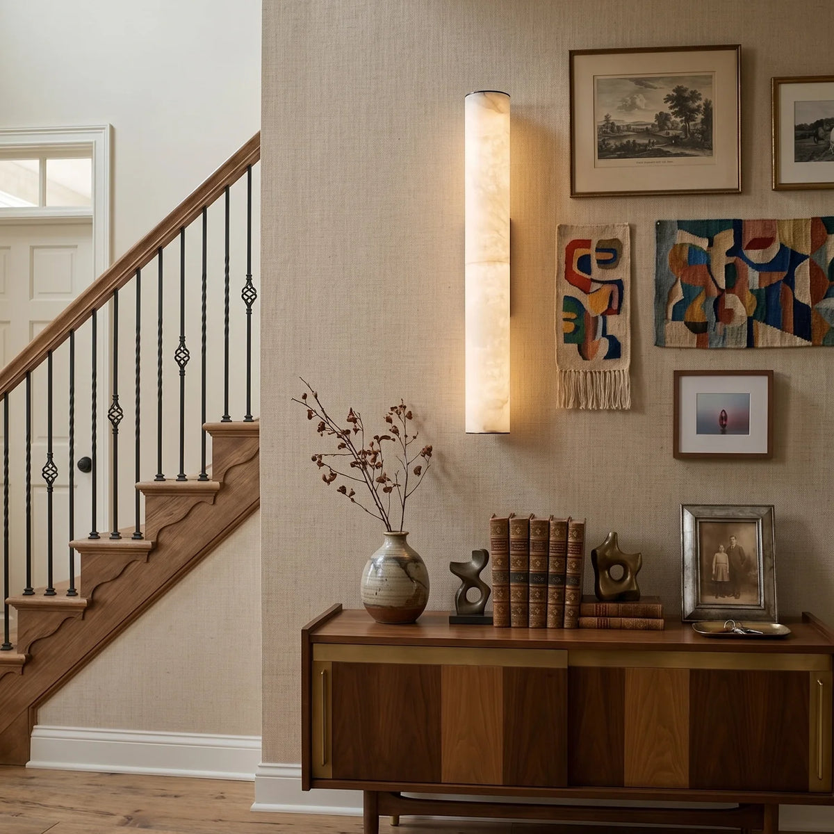 Selene Alabaster Column Sconce
