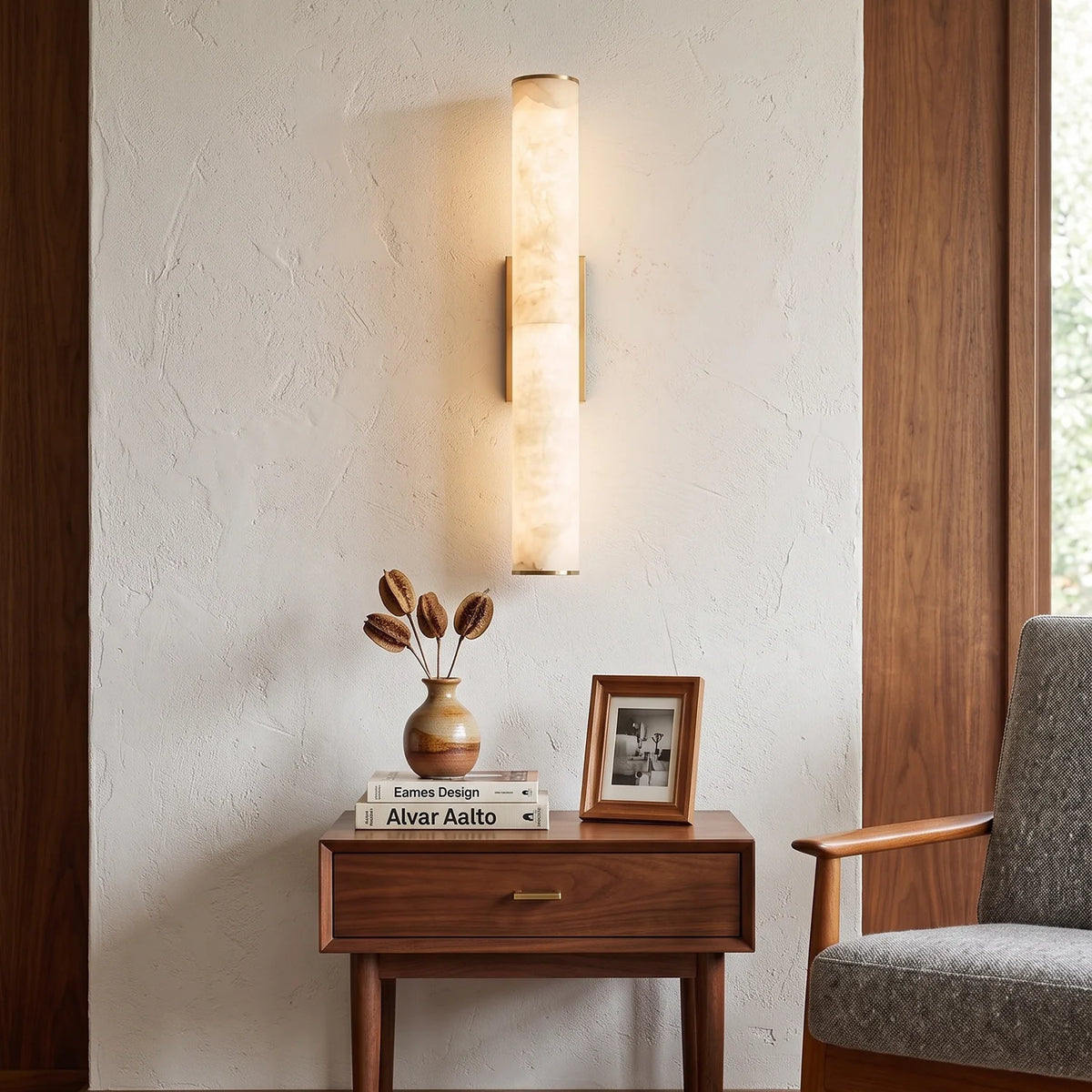 Selene Alabaster Column Sconce