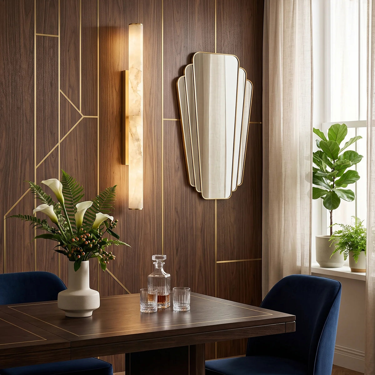 Selene Alabaster Column Sconce