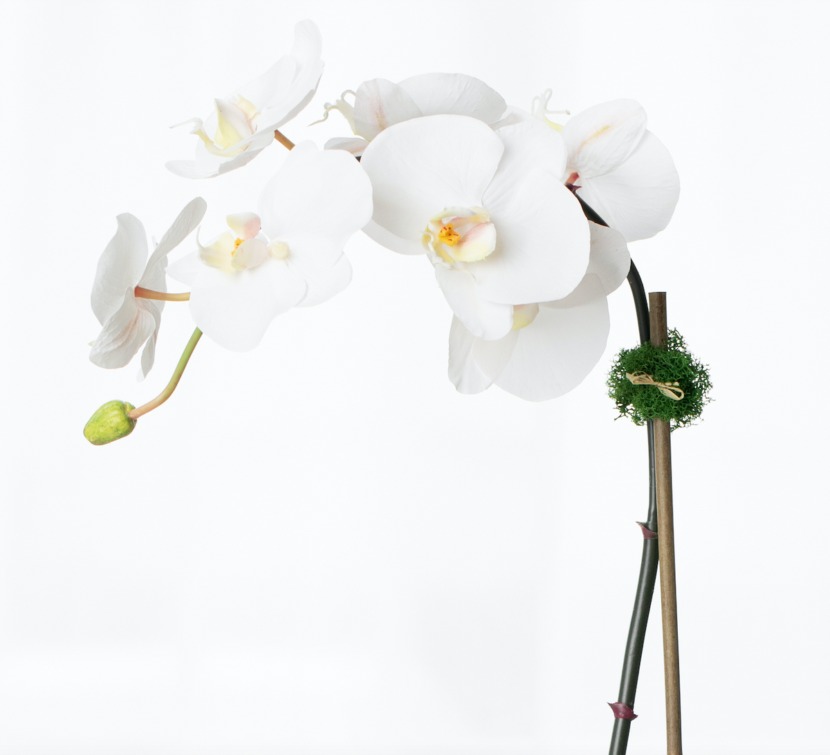 Artificial orchid plant - white orchid in white pot - 21"