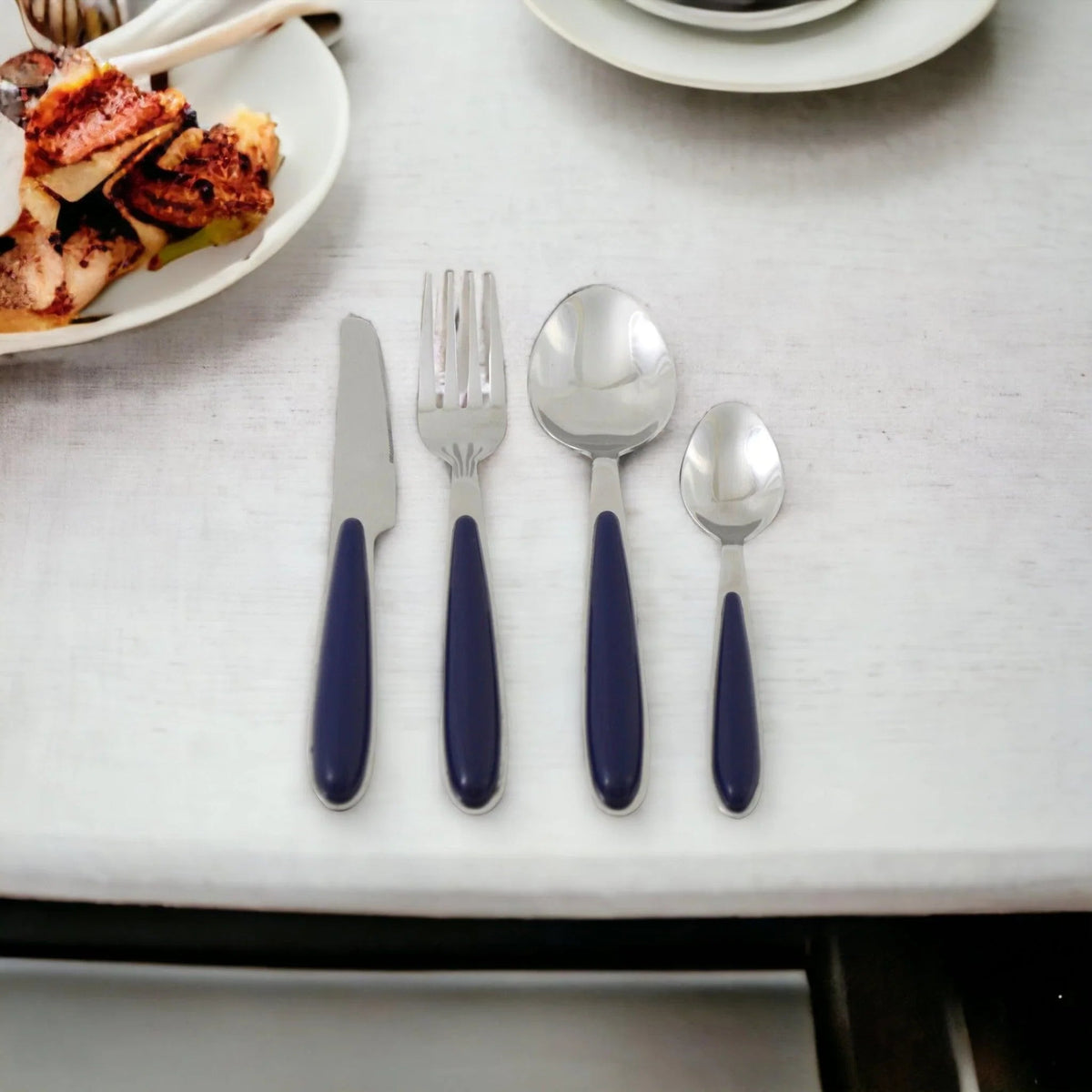 Flatware Set with Blue Handles