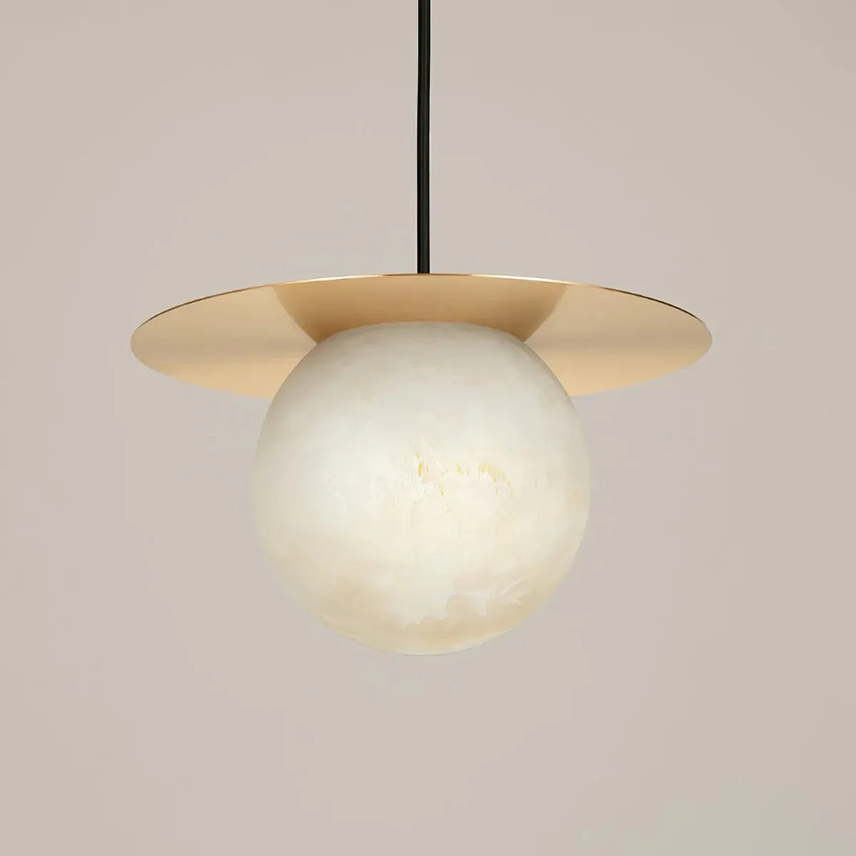 Spherical Alabaster Saturn Disc Pendant Light
