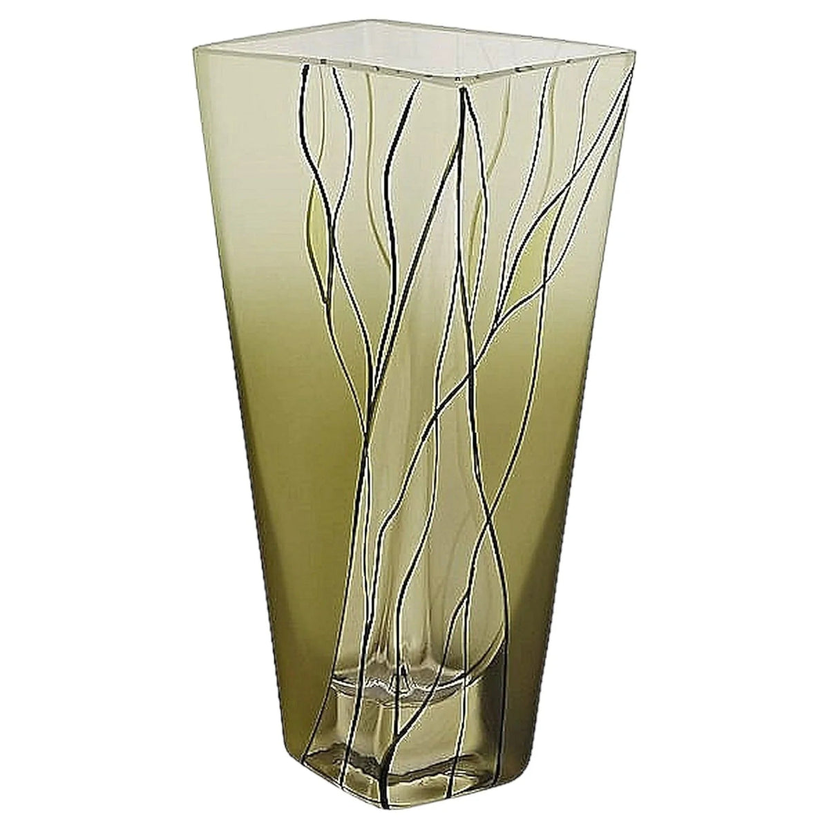 Square Vase - 8 inch Green Crystal vase