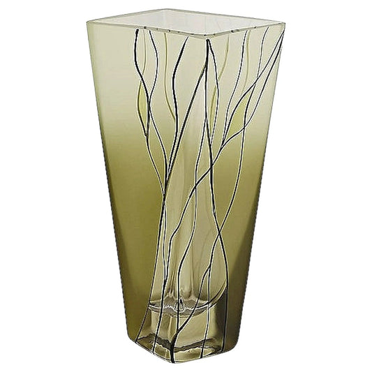Square Vase - 8 inch Green Crystal vase