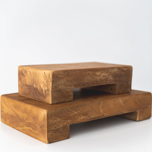 Support en teck fait main | Plateau de présentation rectangulaire pour décoration intérieure